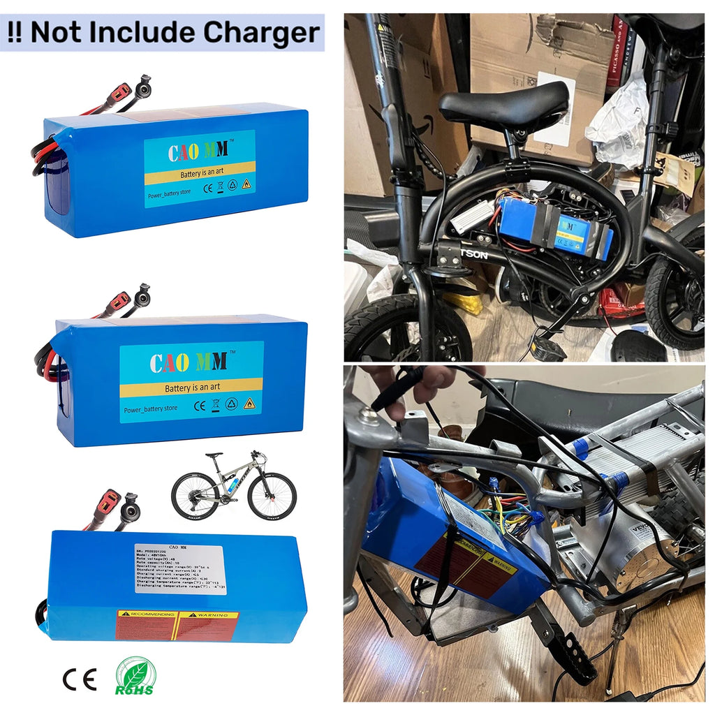 48V 14Ah Lithium Battery T-Plug 30A BMS for 1000W Electric Bike Q925