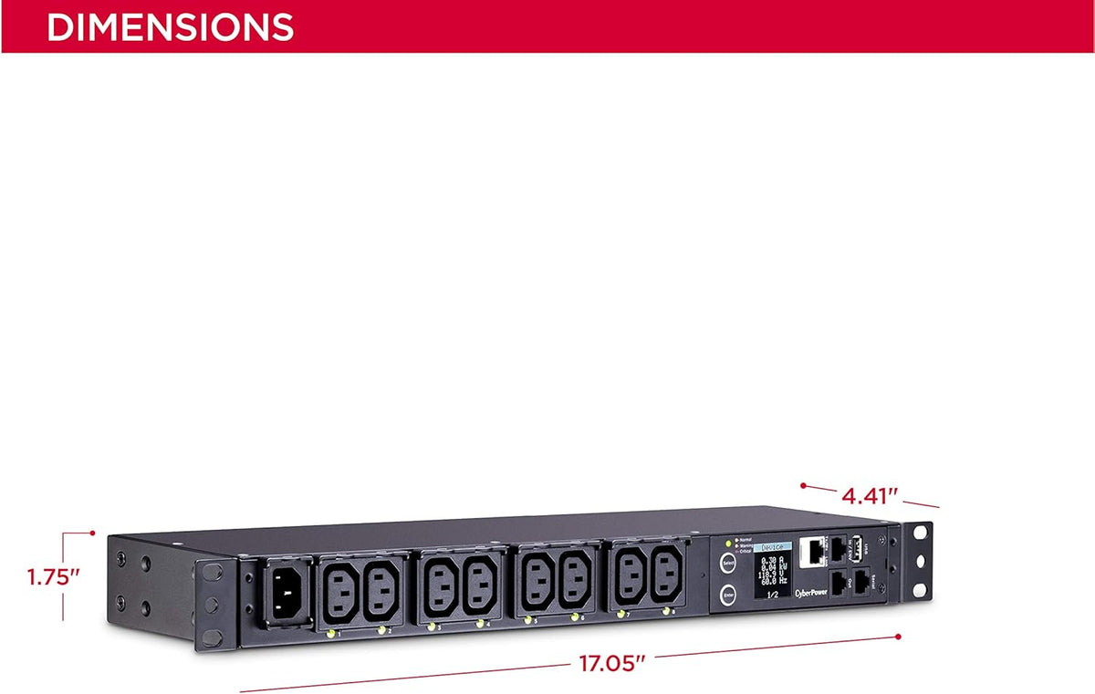 Switched Metered-By-Outlet PDU, 100-240V/15A, 8 Outlets, 1U Rackmount I932