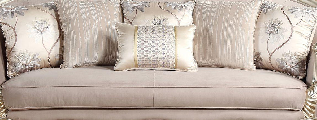 Champagne Finish Wood Sofa Set 2Pcs K830