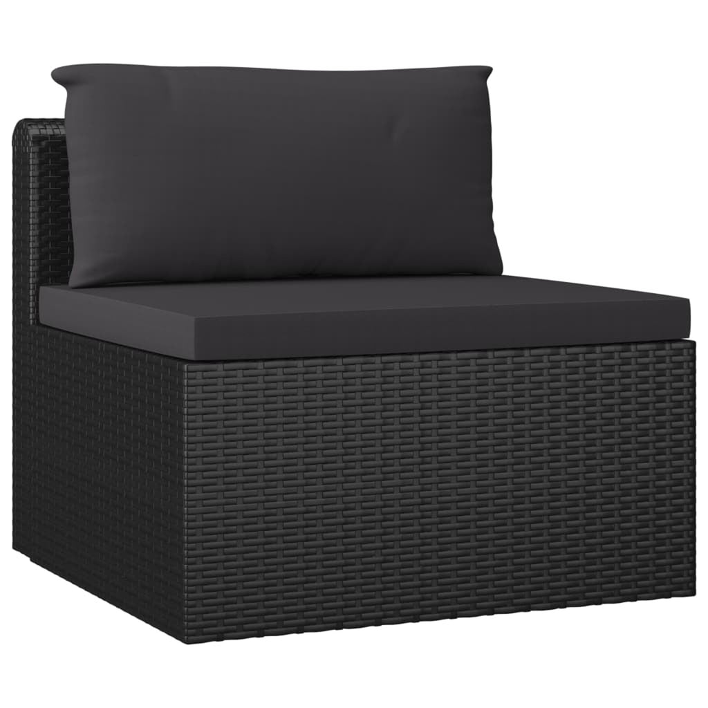 3 Piece Black Poly Rattan Sectional Sofa Set F274106