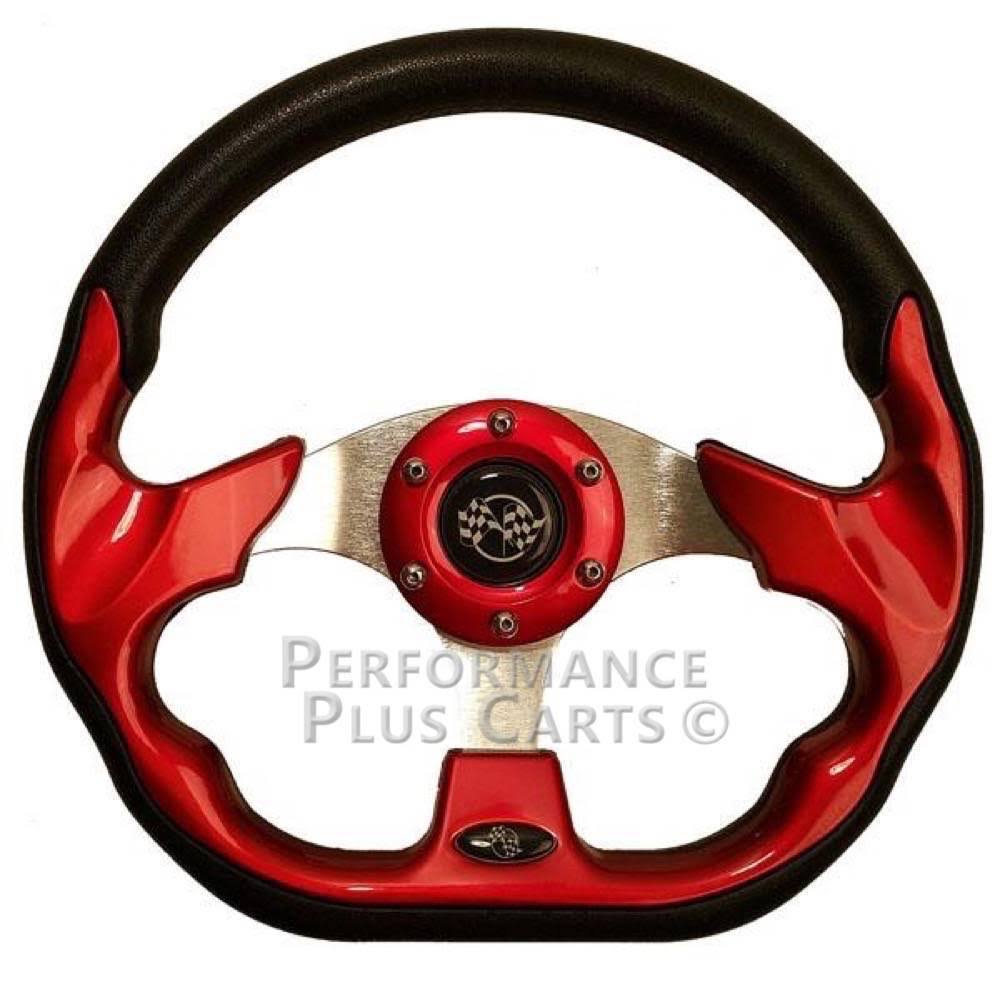 Red 12.5x22 Golf Cart Steering Wheel with Black Adapter Hub L548