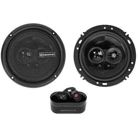 6.5 inch 3-Way Car Speakers and Wireless Earbuds T55014