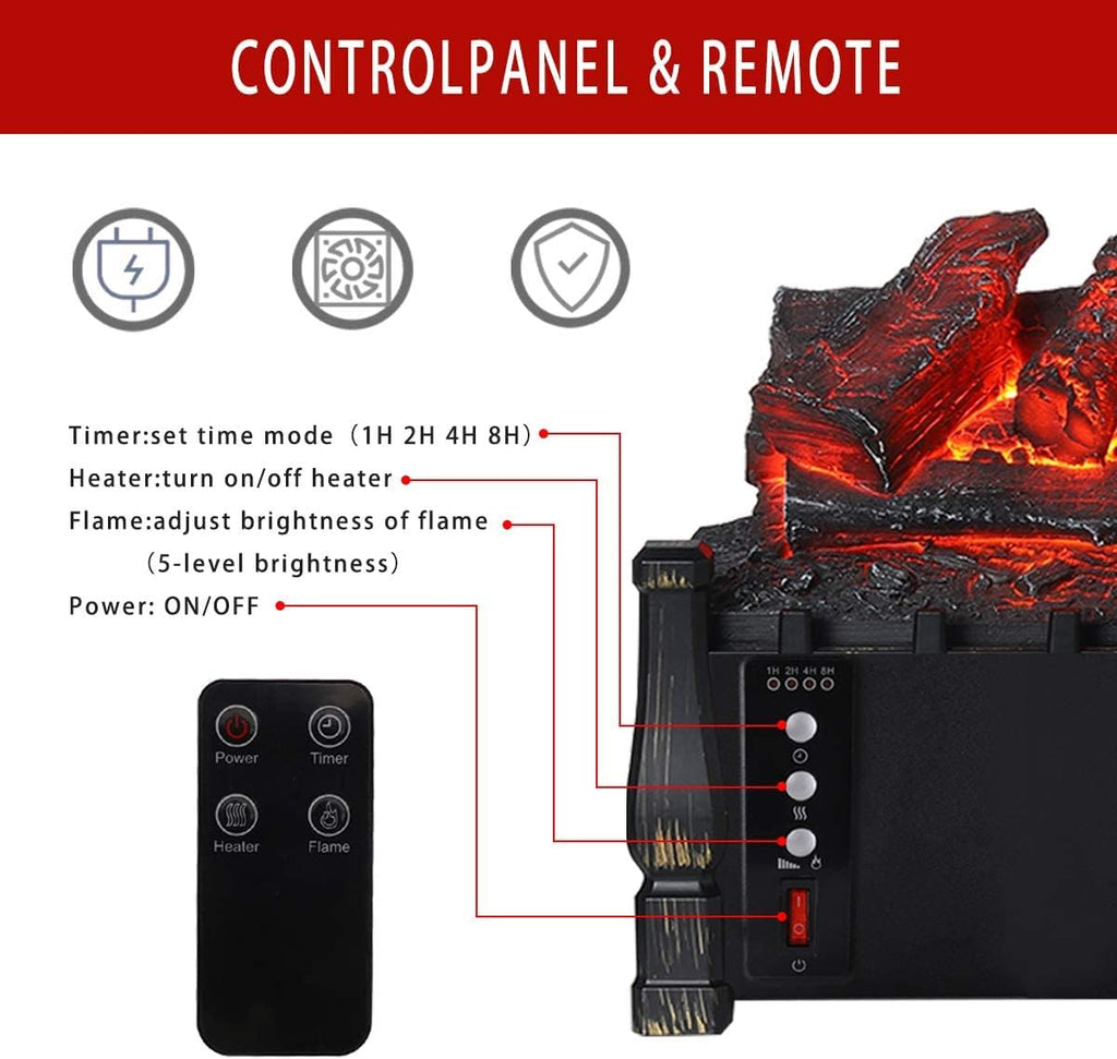 Electric Fireplace logs 21in Inserted Heater with Remote W508