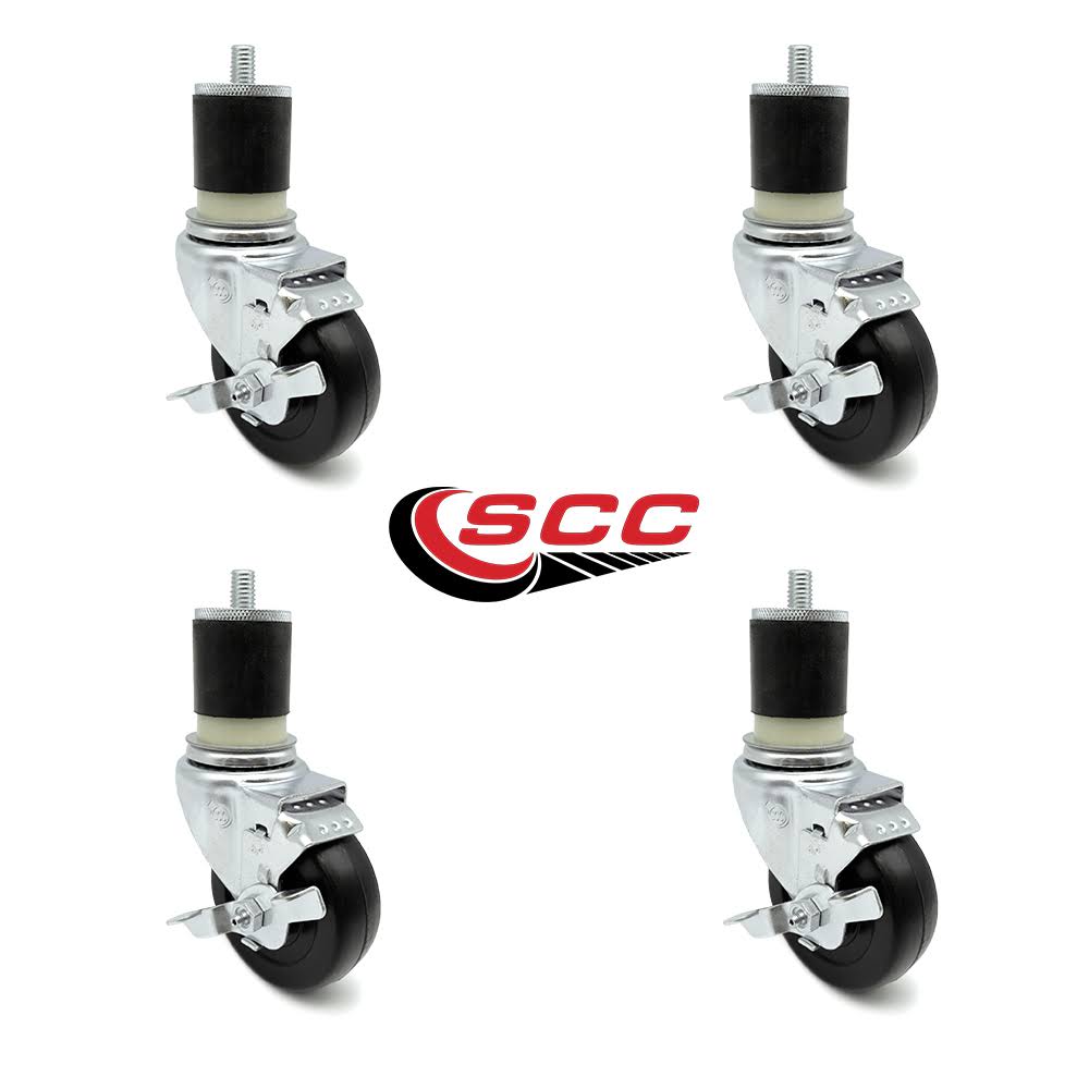 3.5x22 x 1.25 Hard Rubber Wheel Swivel Casters D6341