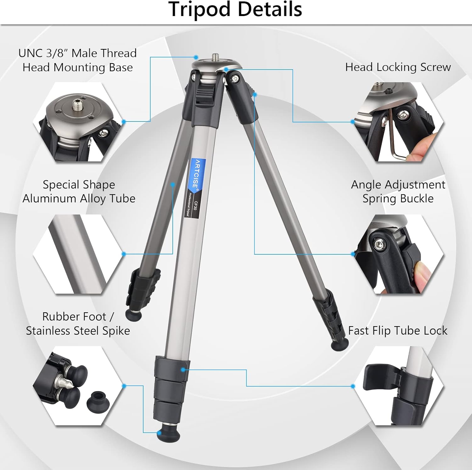 Camera Tripod Ultra Compact with 36MM Low Profile Ball Head, 10kg/22lb Load, Wireless Remote, Pack of 2 D887463