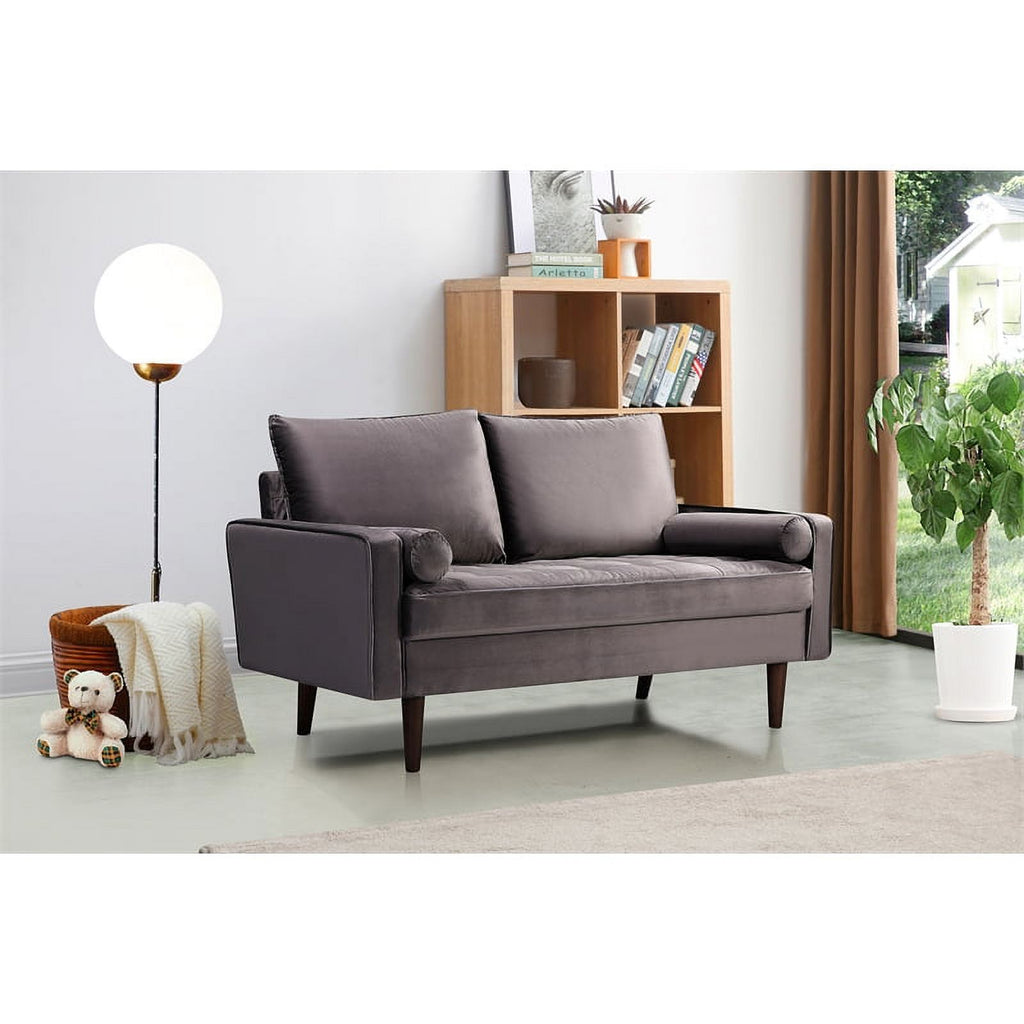 Gray Velvet Loveseat Set C42747