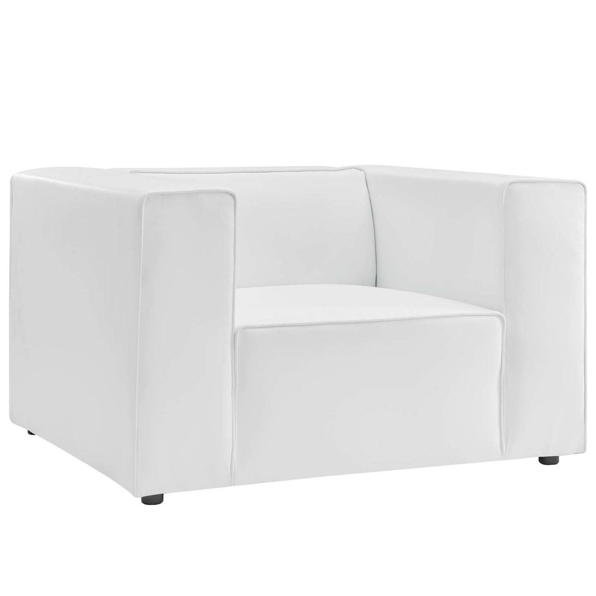 White Vegan Leather Armchair B37500