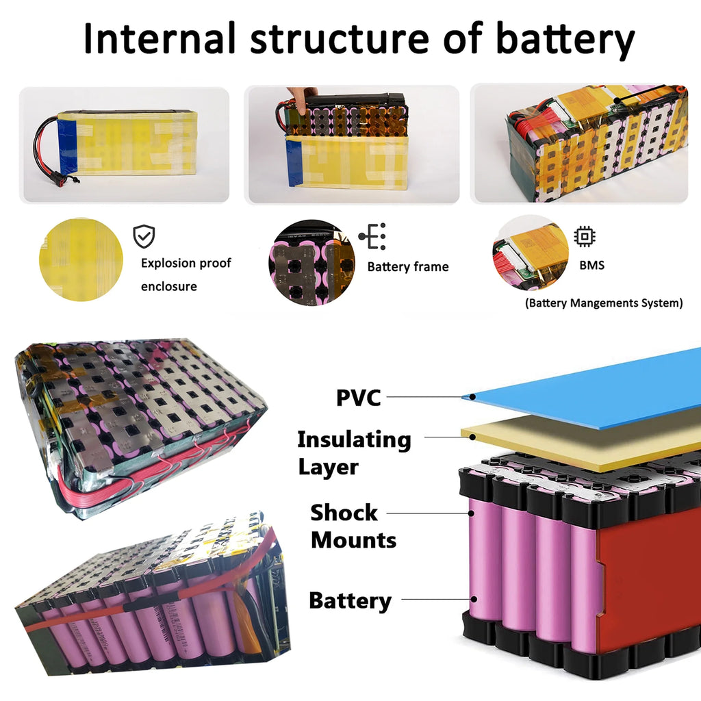 48V 14Ah Lithium Battery T-Plug 30A BMS for 1000W Electric Bike Q925