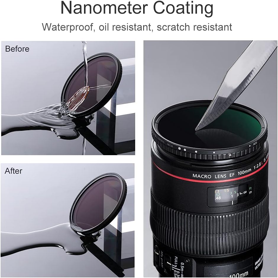 77mm Variable ND Filter ND8-ND128 (3-7 Stop) HD Hydrophobic VND Filter Q237755