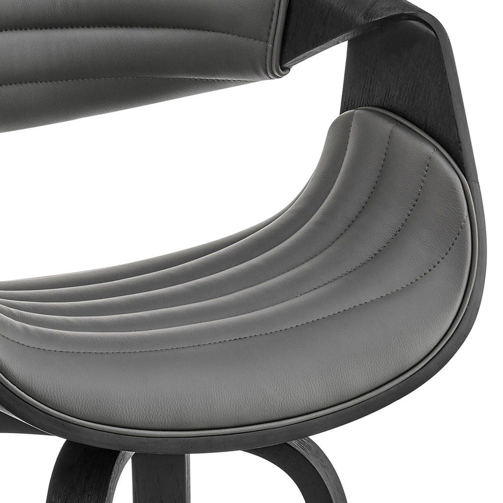 Gray and Black Swivel Counter Stool with Leatherette Bucket Seat I34293