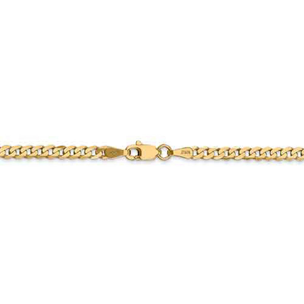 14k Yellow Gold Flat Beveled Curb Chain Necklace E264