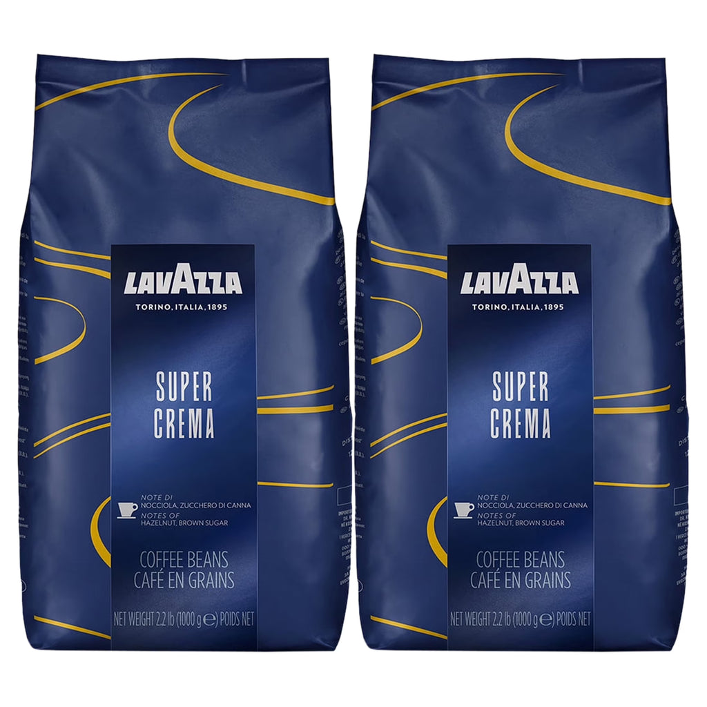 2 Pack Lavazza Super Crema Whole Bean Coffee Blend, Medium Espresso Roast, 35.2 Ounce Bag K1289