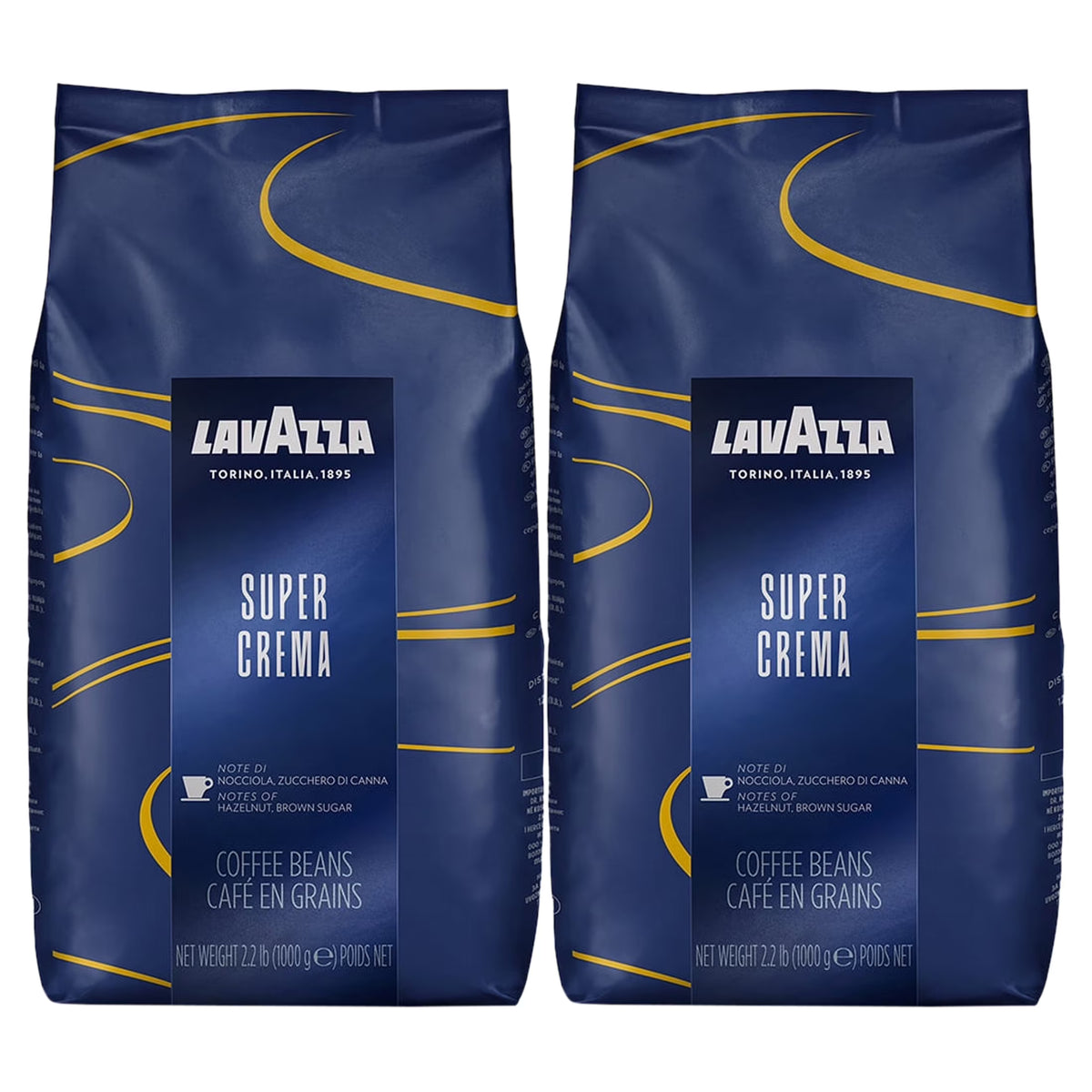 2 Pack Lavazza Super Crema Whole Bean Coffee Blend, Medium Espresso Roast, 35.2 Ounce Bag K1289