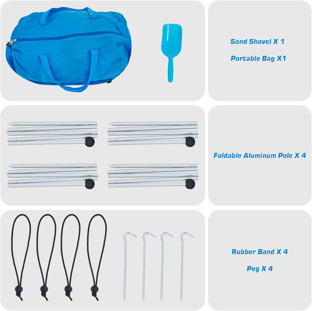 6 x 6 FT UPF50+ Pop Up Beach Tent with Carry Bag D13300