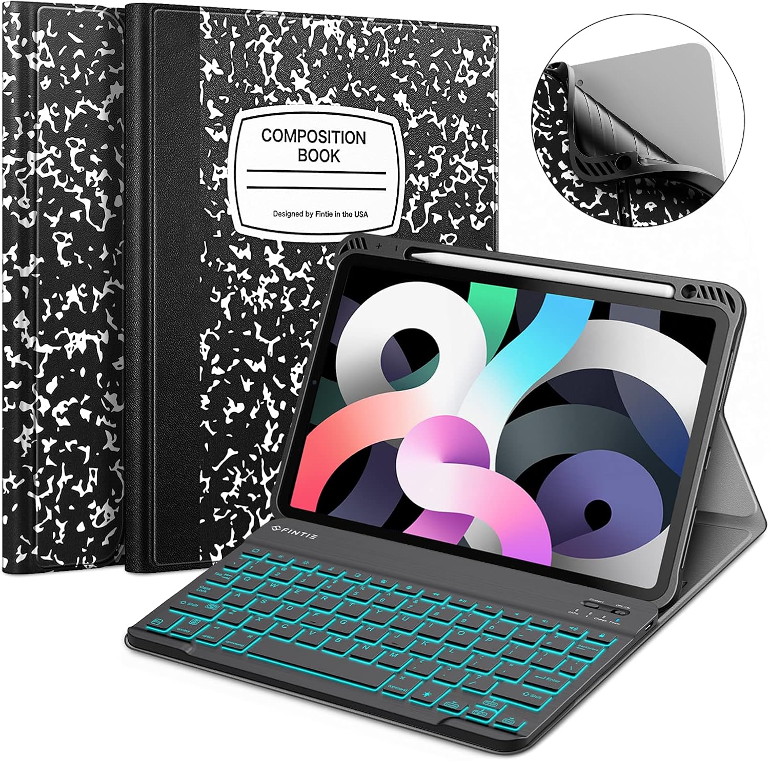 Green Keyboard Case for iPad Air 4th Generation 10.9 Inch 2020 with Detachable Bluetooth Keyboard N16103