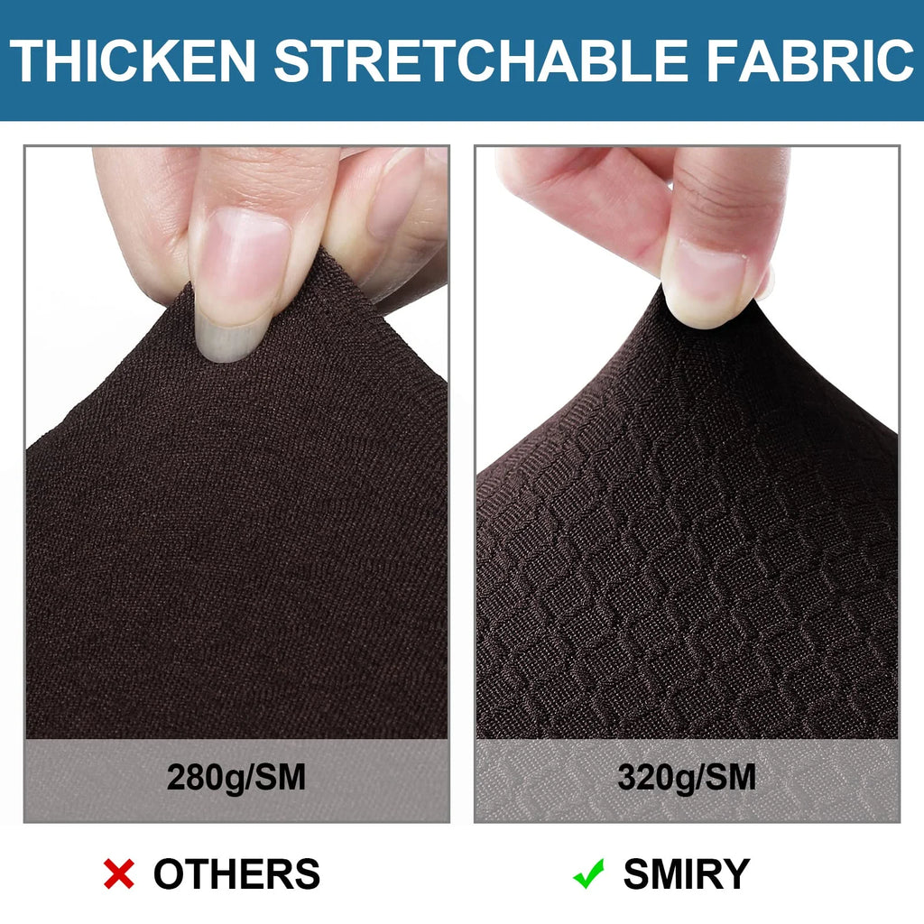 Brown Stretch Jacquard Chair Seat Covers Set of 4 J548
