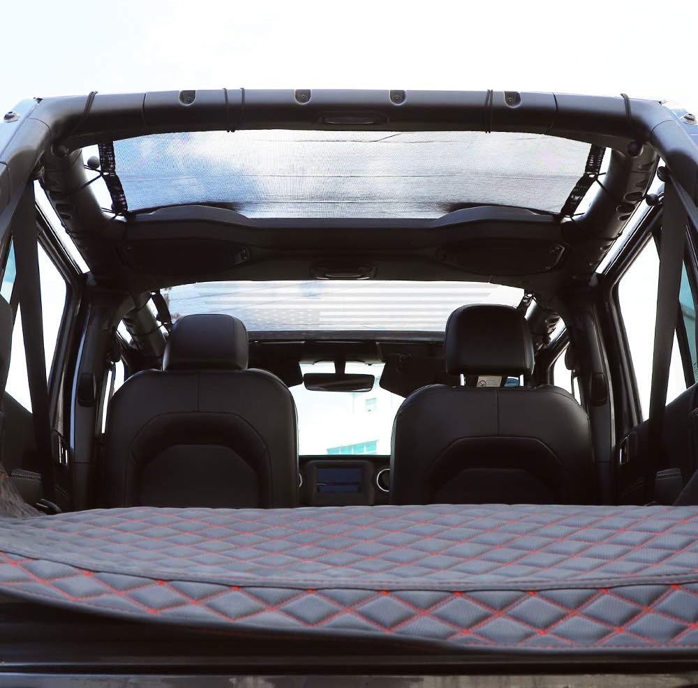 Mesh Shade Top Sunshade Screen for Jeep Wrangler JL JLU, USA Flag, Polyester, Black Q54527