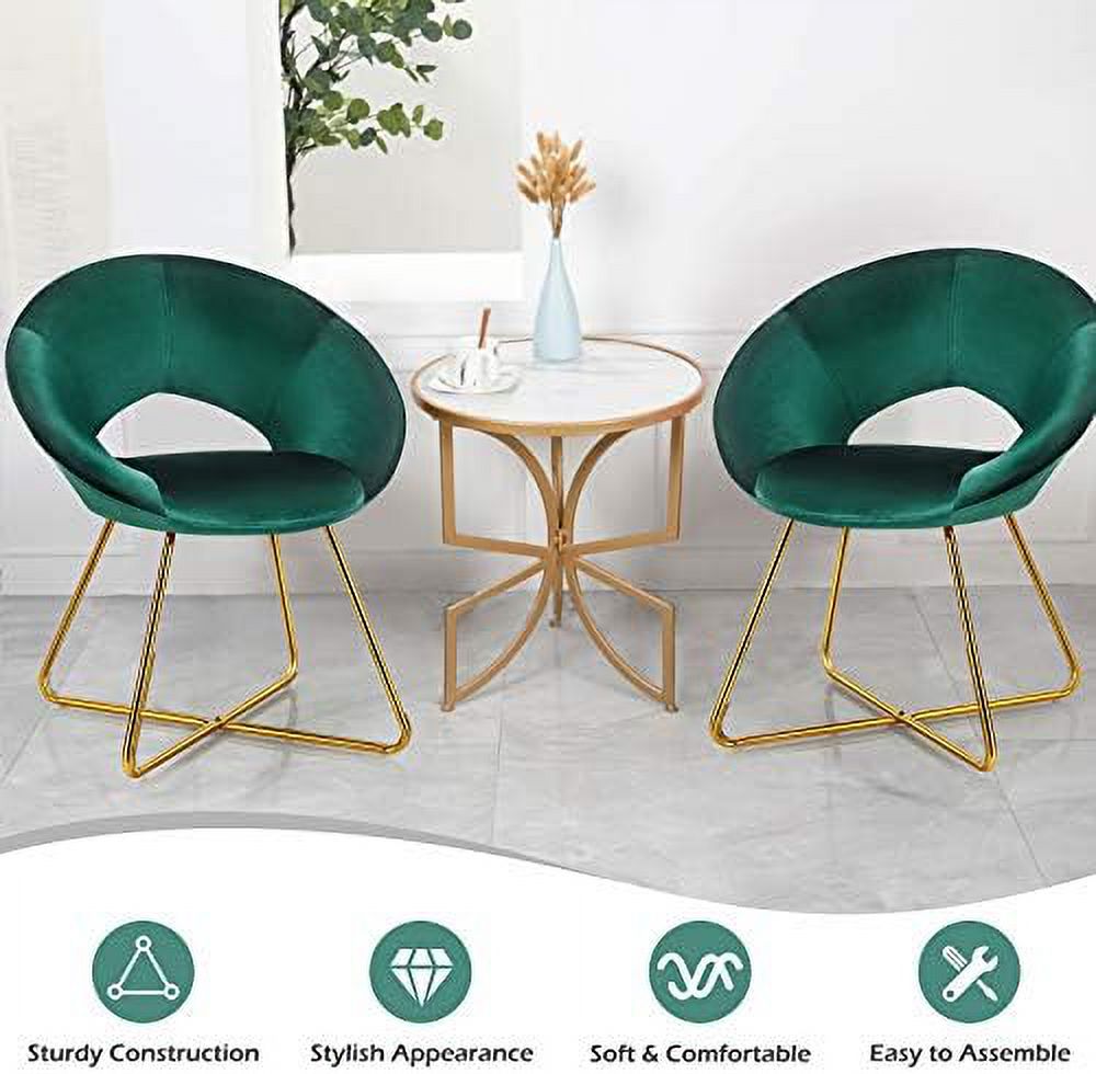 Green Velvet Accent Chair with Metal Legs H71879