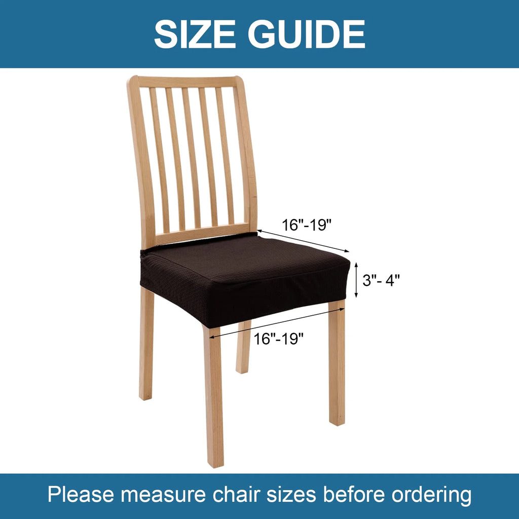 Brown Stretch Jacquard Chair Seat Covers Set of 4 J548