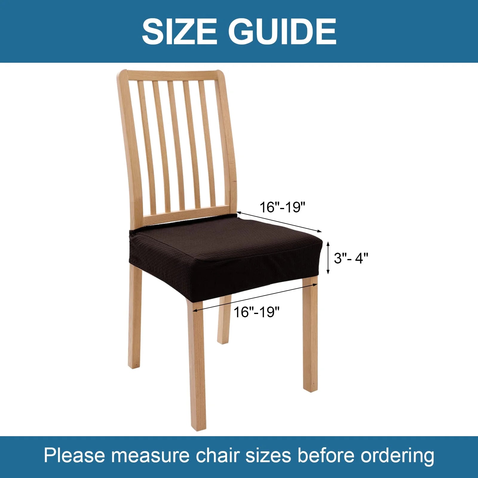 Brown Stretch Jacquard Chair Seat Covers Set of 4 J548