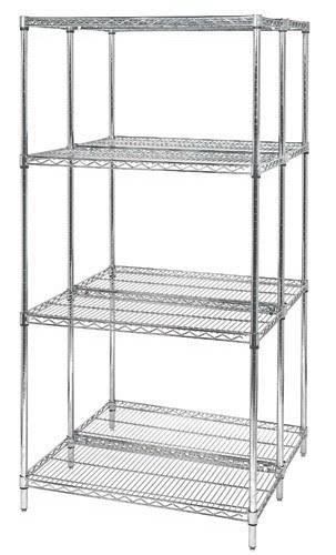Chrome Wire Shelving Starter Kit 72inch W x 30inch D x 86Inch H W734840
