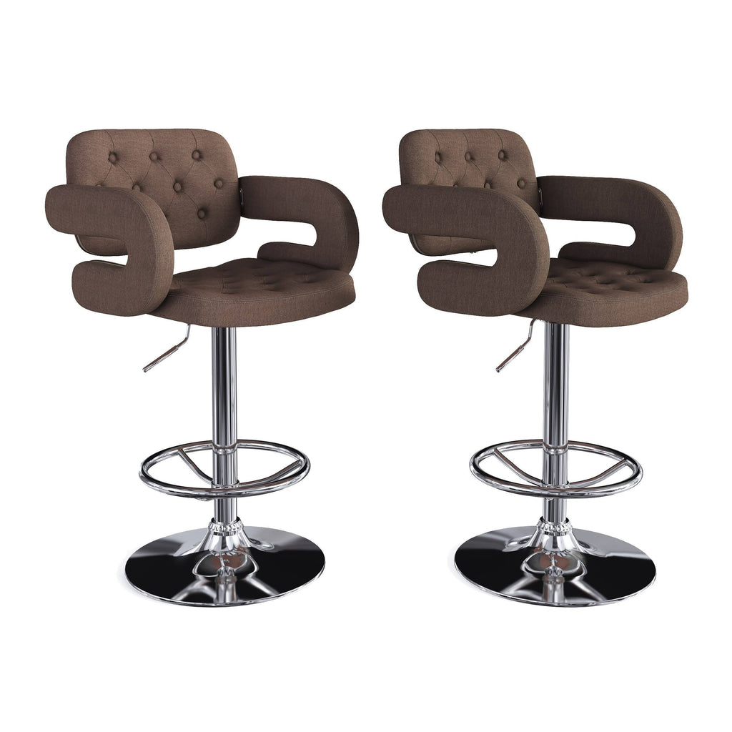 Dark Brown Fabric Barstool (Set of 2) R797
