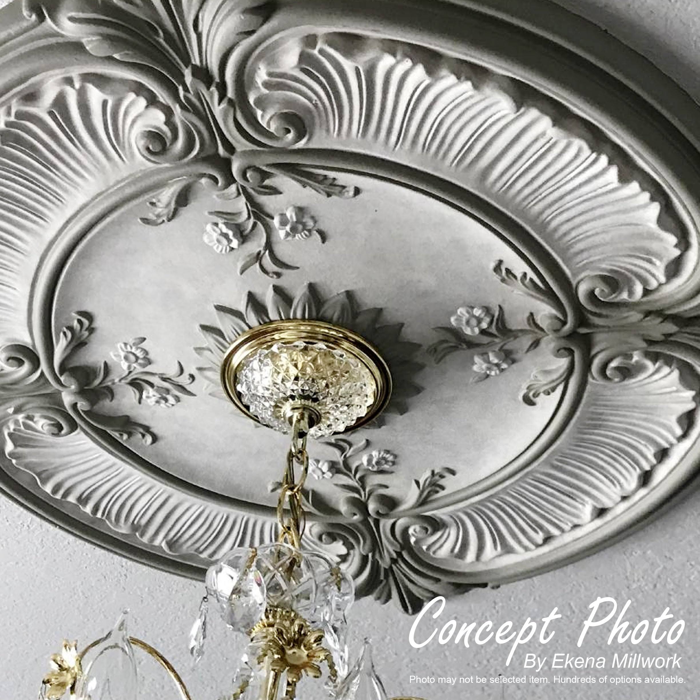 15 3/8x22OD x 4 1/4x22ID x 1 1/2x22P Hand-Painted Brushed Mahogany Ceiling Medallion A614