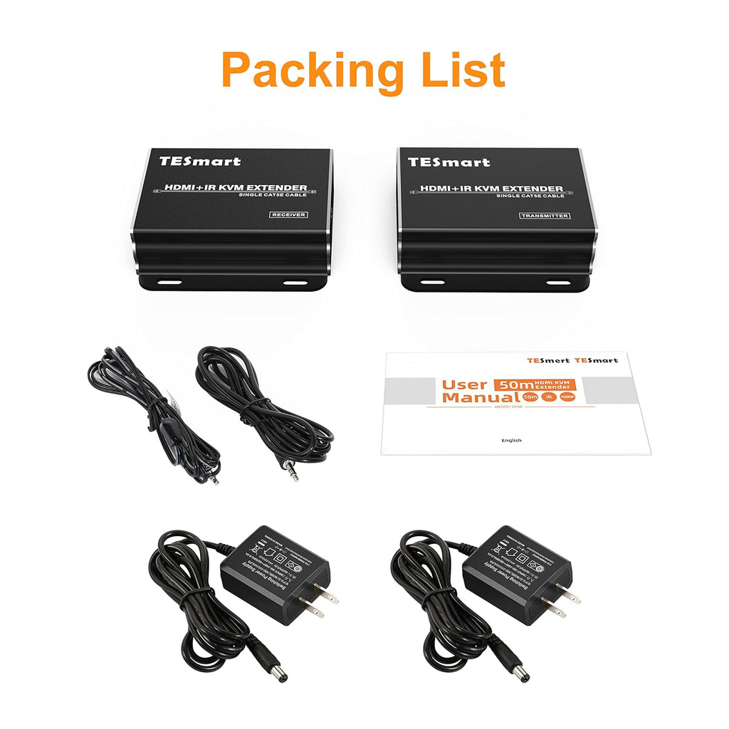 HDMI KVM Extender 1080P Over Single Cat5e/6 Cable, 2 USB Ports, Transmitter and Receiver O42887