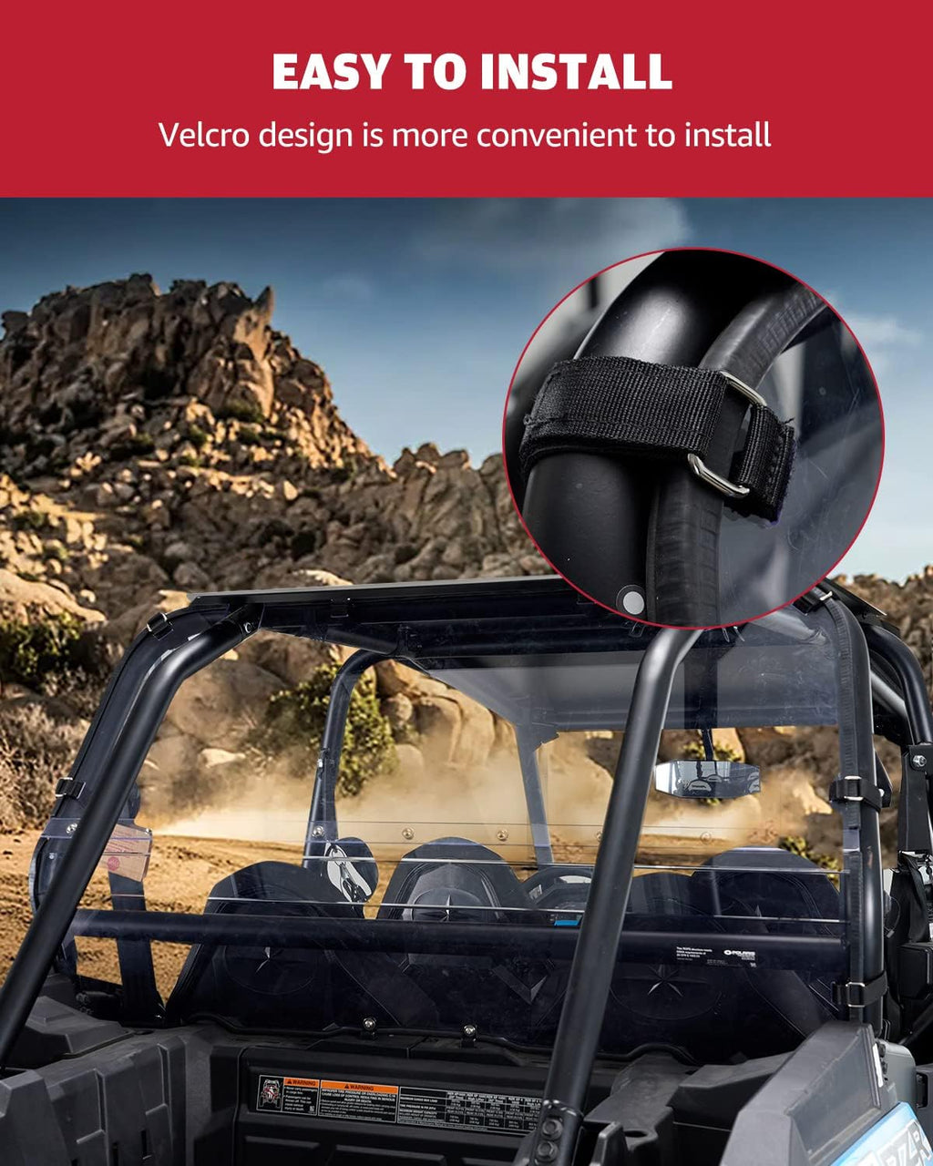 Rear Windshield for Polaris RZR XP 1000, Clear Polycarbonate Rear Full Window E480