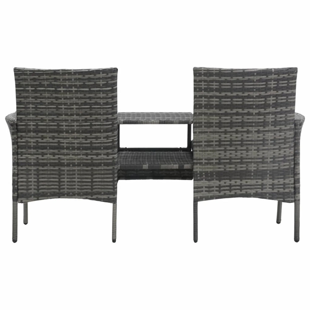 2-Seater Poly Rattan Patio Sofa with Tea Table A4518