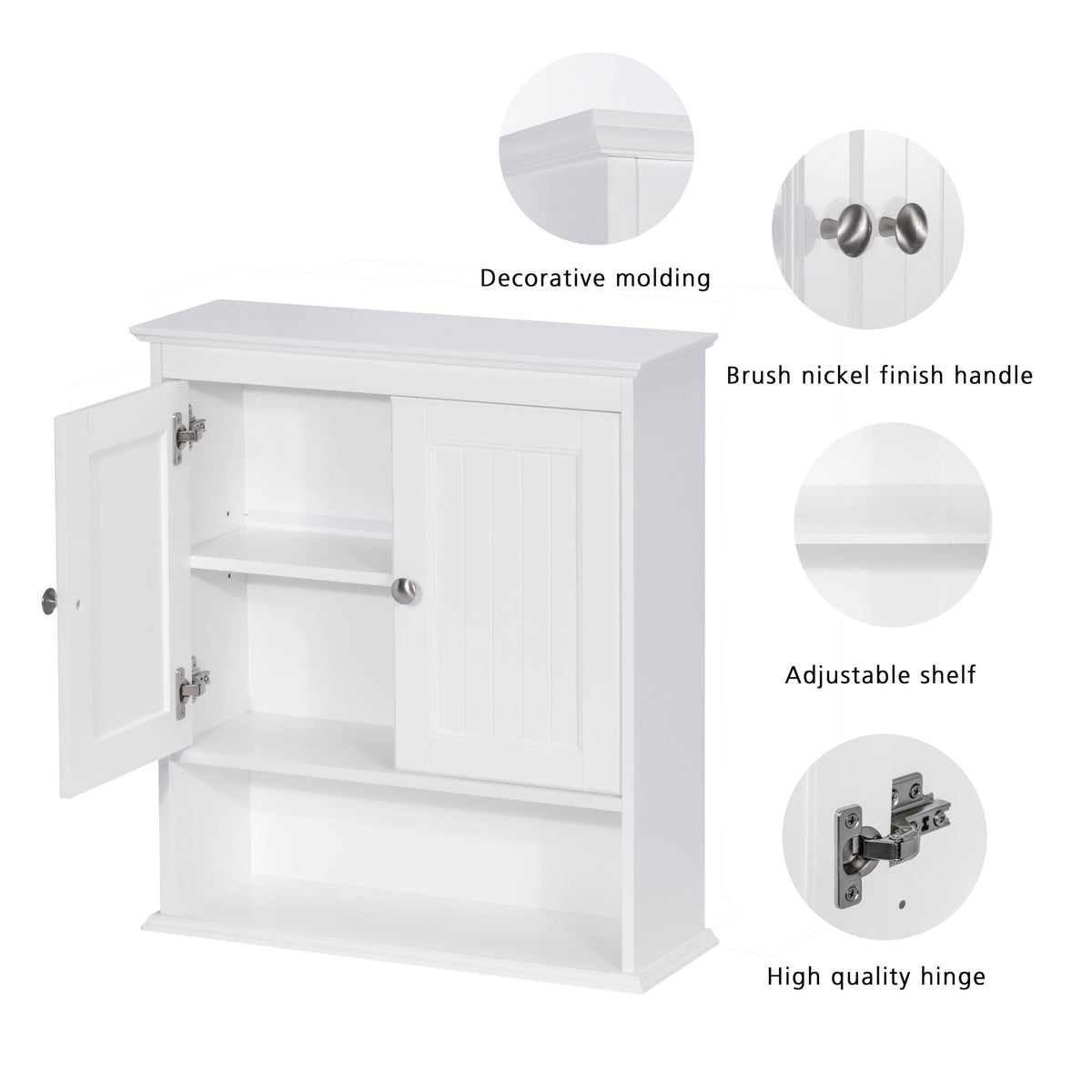 White Wooden Bathroom Wall Storage Cabinet N8332