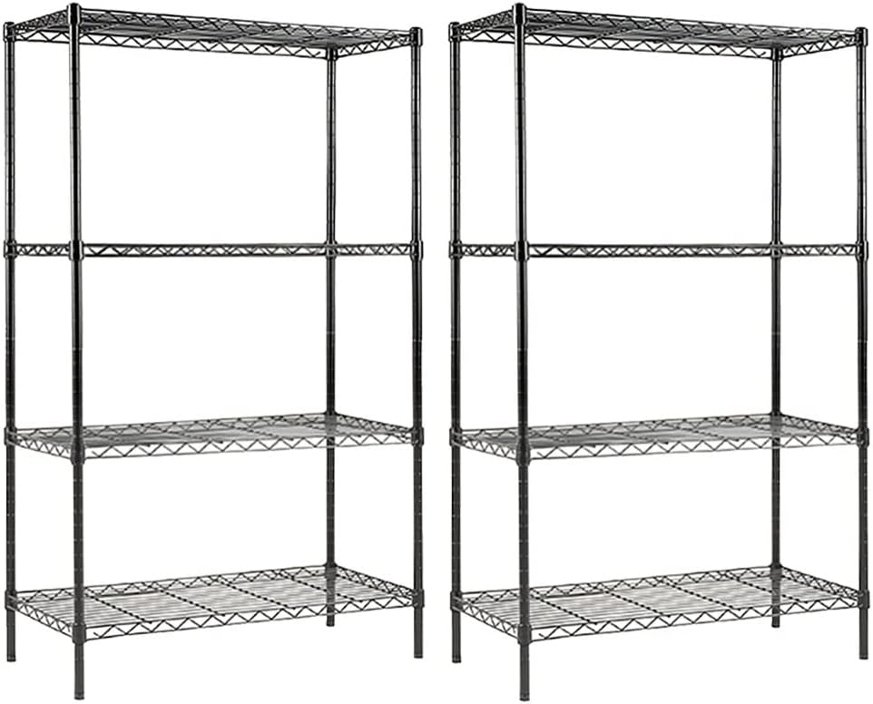 4-Shelf NSF Certified Steel Wire Shelving Unit, 150lbs Capacity Per Shelf, Black, Pack of 2 L88275