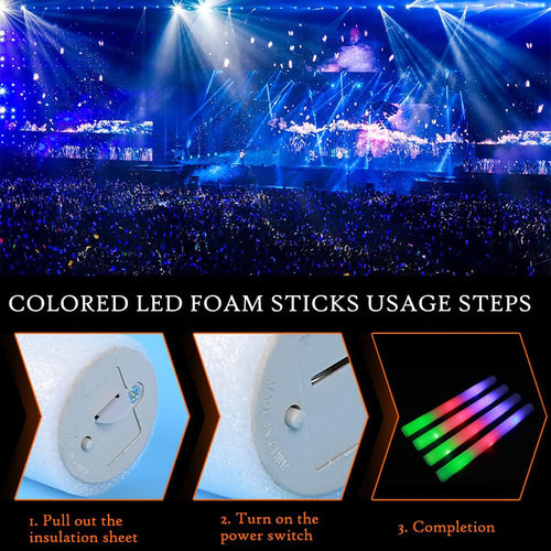 100 PCS Multicolored LED Foam Glow Sticks W4800
