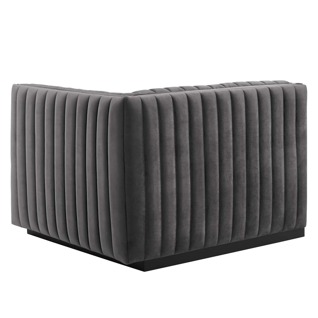 Black Gray Performance Velvet Sofa V4118