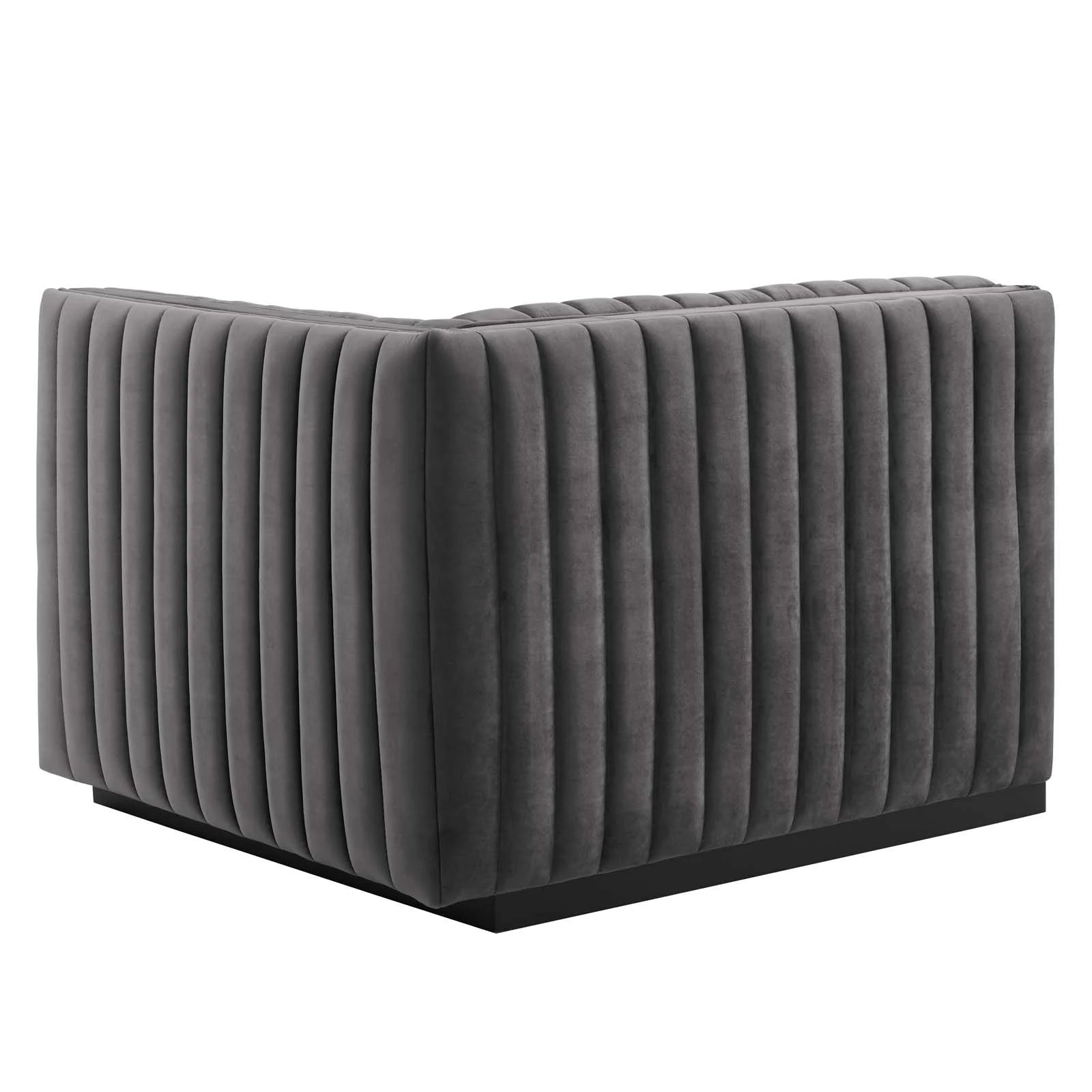 Black Gray Performance Velvet Sofa V4118
