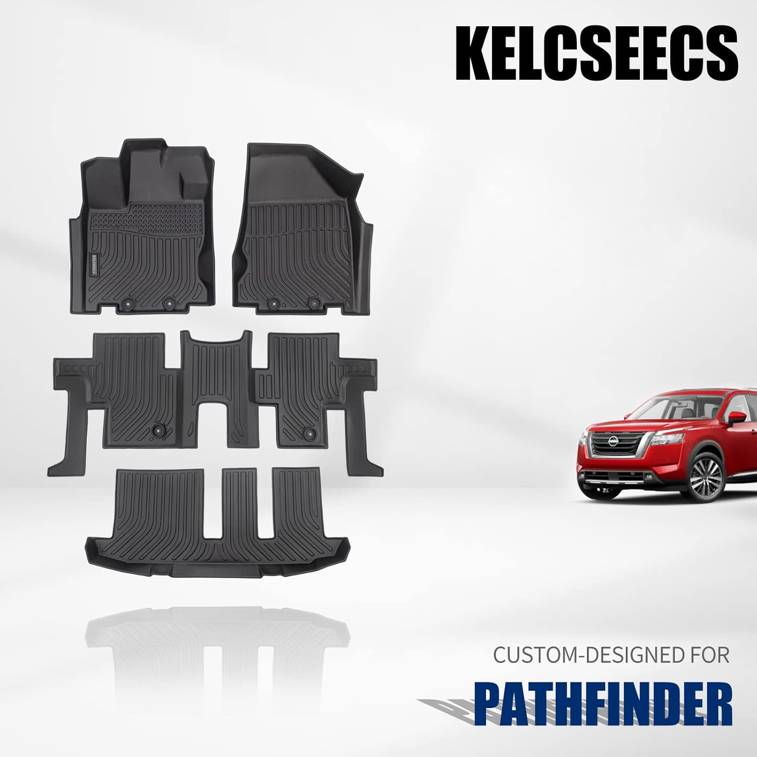 Black Waterproof Car Mats Full Set Front Rear 3rd Row Z570