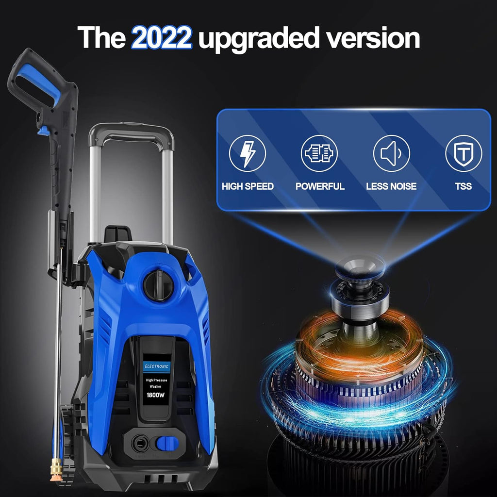 3500 PSI 2.6 GPM Electric Pressure Washer with Adjustable Spray Nozzle Foam Cannon and Hose Reel R1152