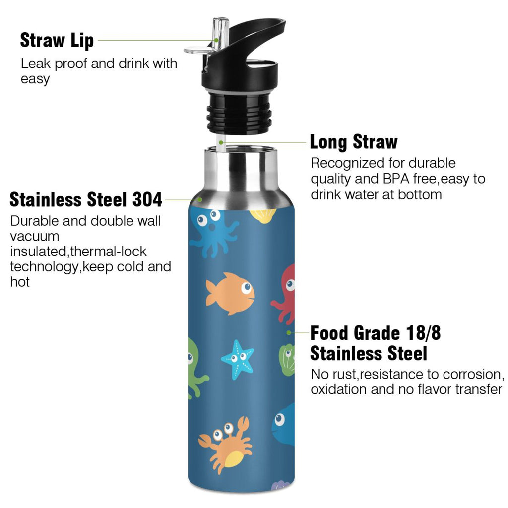 Stainless Steel Insulated Water Bottle with Straw Lid H389595