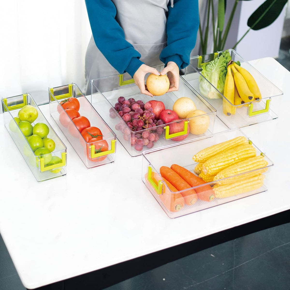 Clear Refrigerator Organizer Bins, 3 Pantry Bins A584