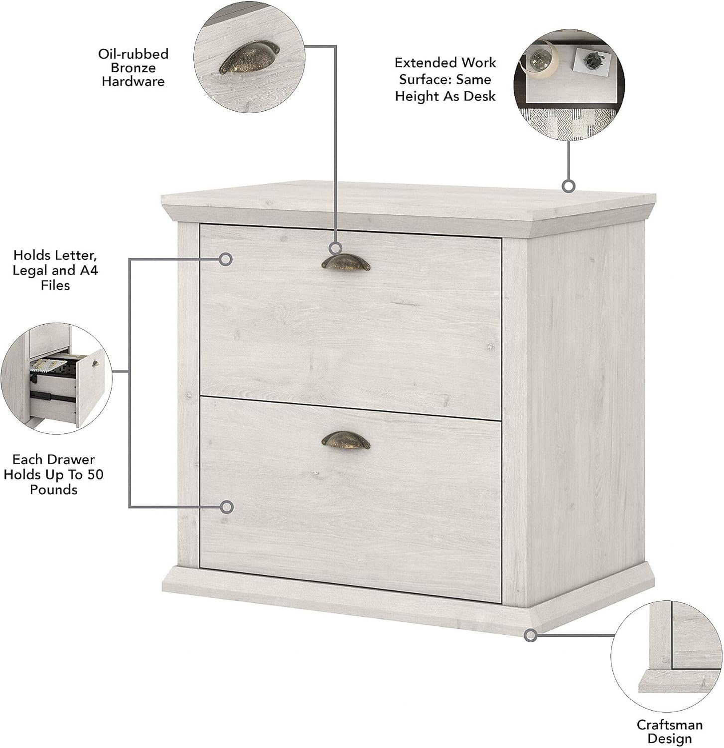 White Oak 2 Drawer Lateral File Cabinet Q377400