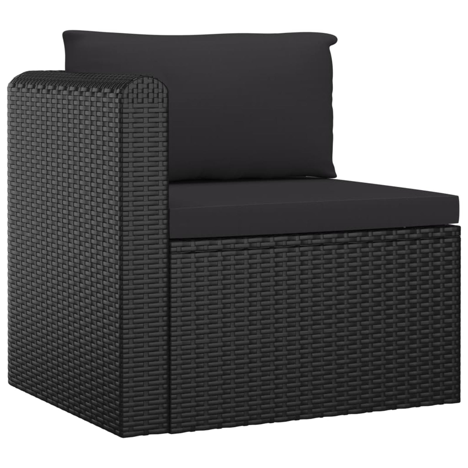 3 Piece Black Poly Rattan Sectional Sofa Set F274106