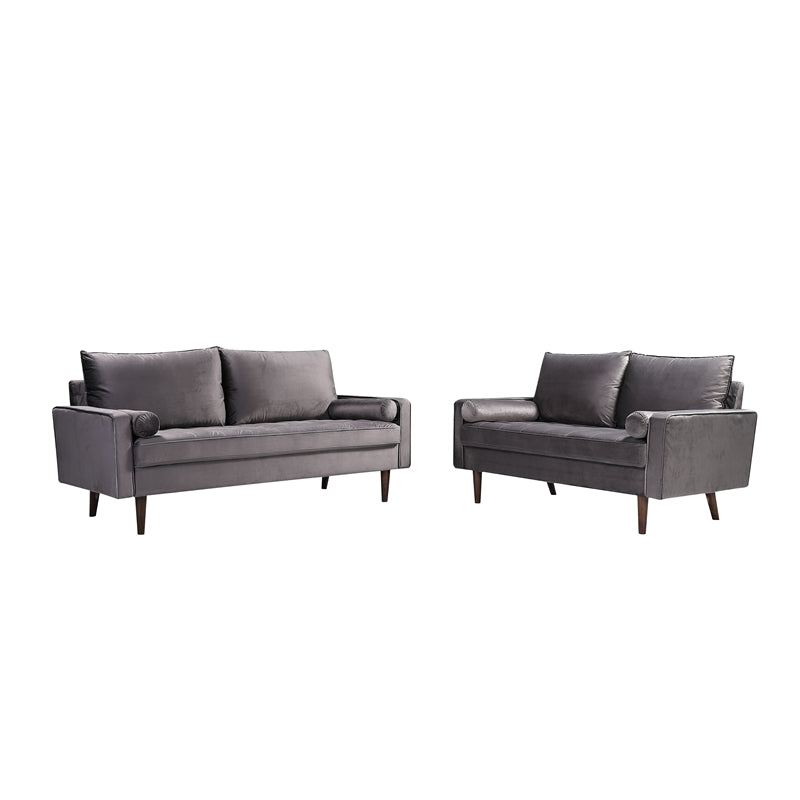 Gray Velvet Loveseat Set C42747