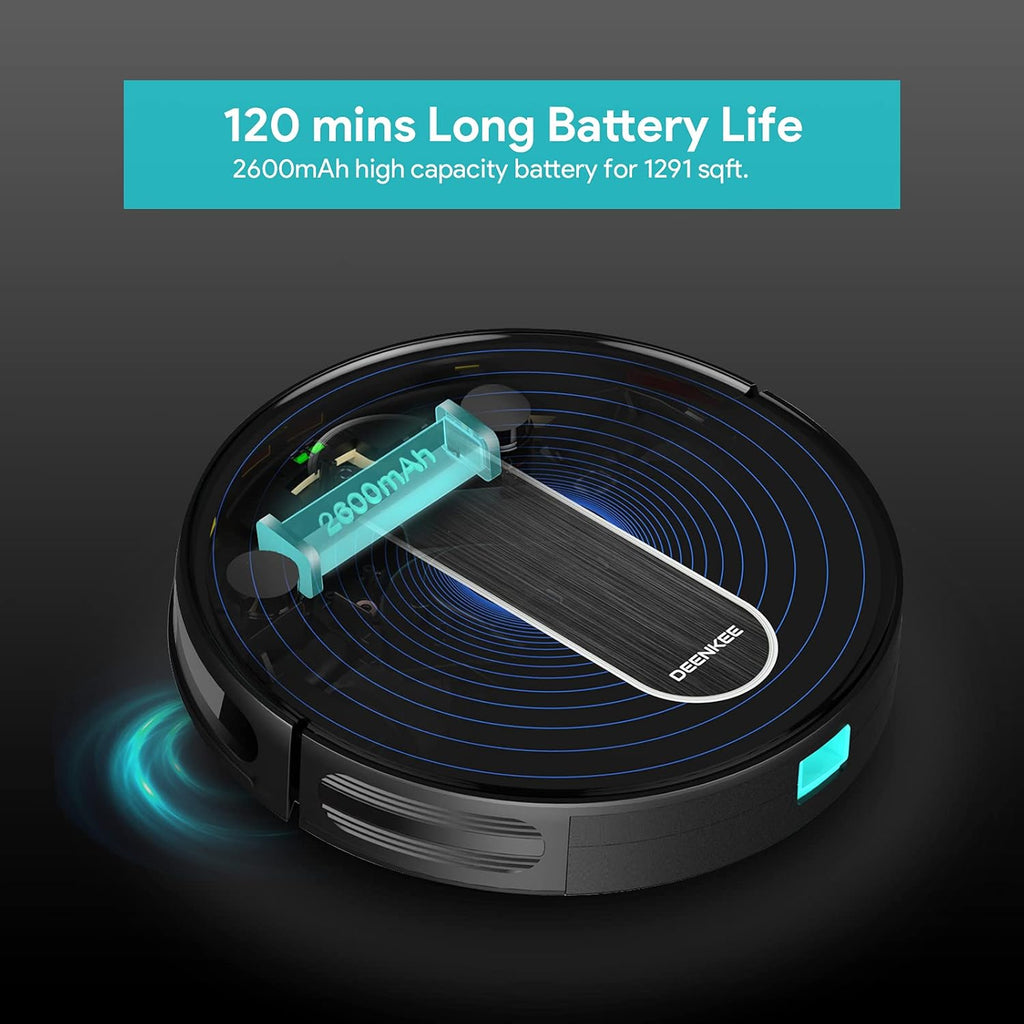 Robot Vacuum 2000PA Suction 120Mins Runtime 6 Cleaning Mode A172292