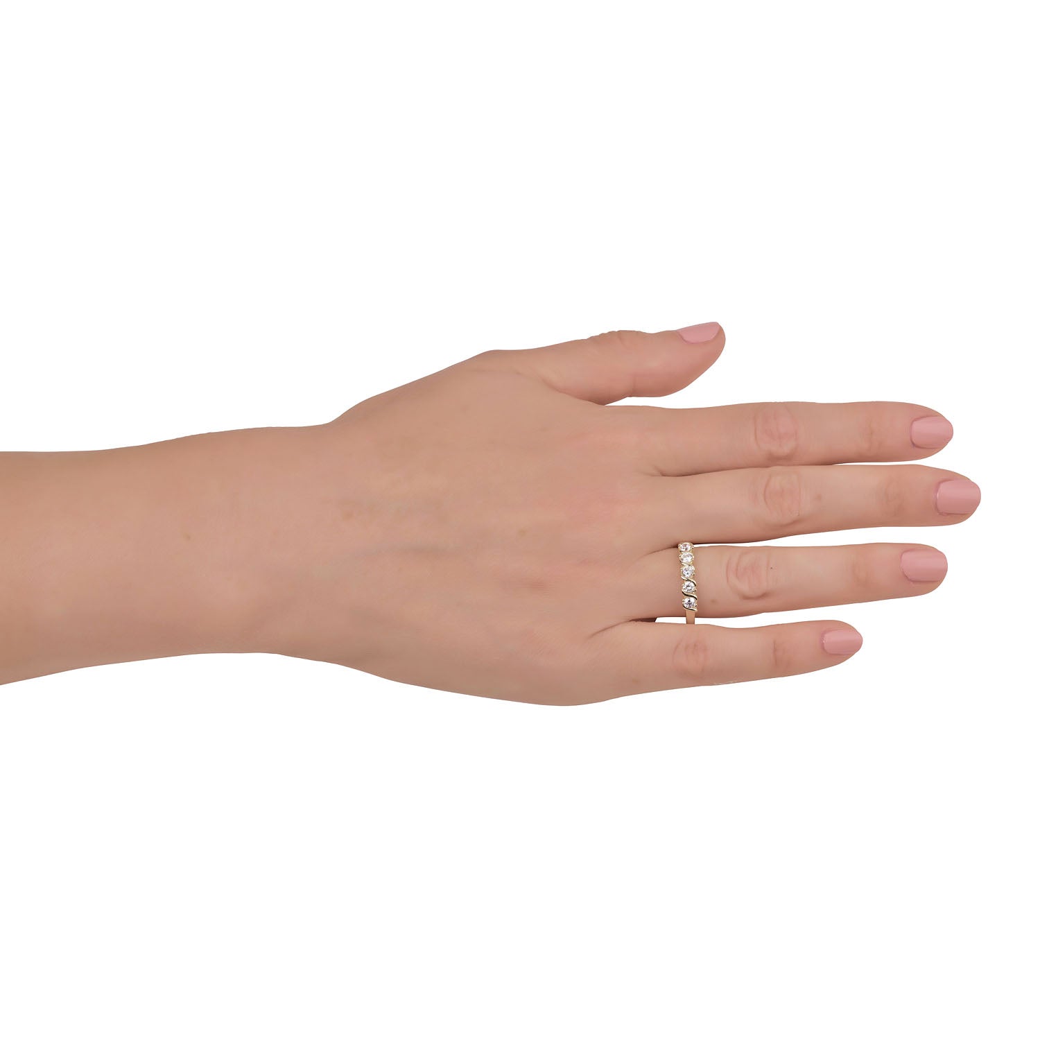 10K Yellow Gold Five Stone Simulated Diamond CZ Ring C90400