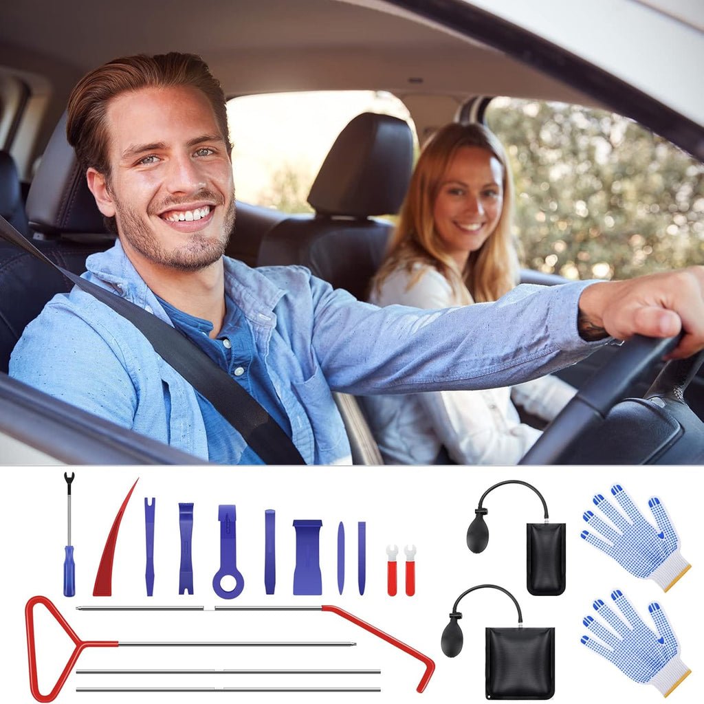 21PCS Car Door Unlock Kit with Long Reach Grabber and Pry Tool K3608