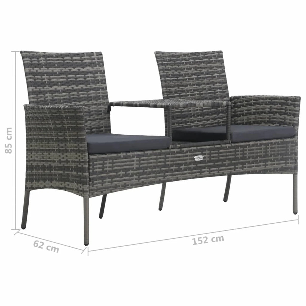 2-Seater Poly Rattan Patio Sofa with Tea Table A4518