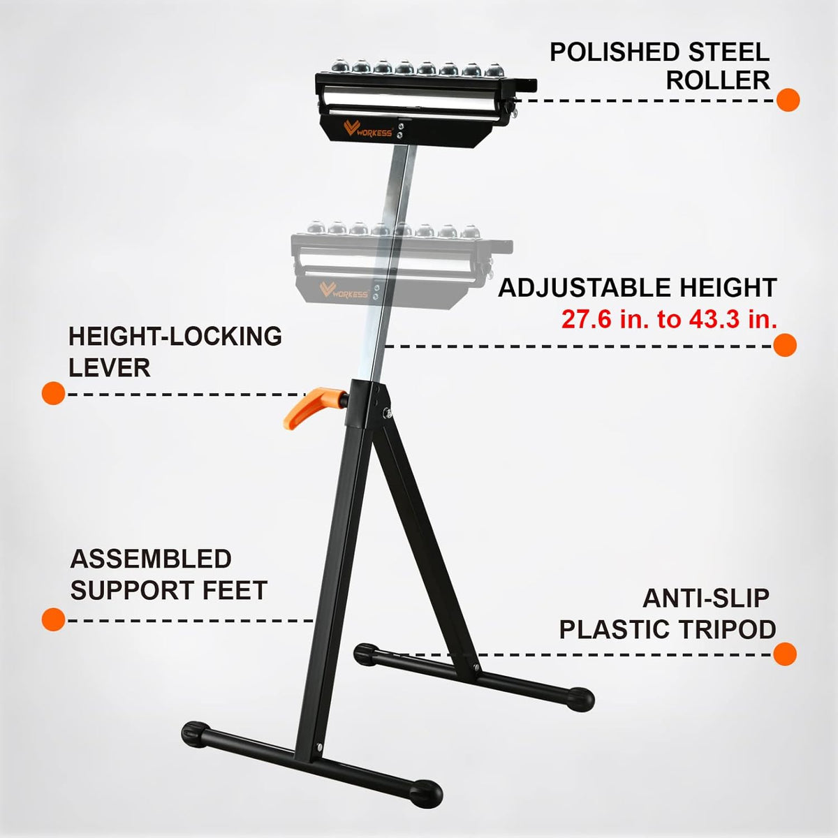 Roller Support Stand, Adjustable Height, Pack of 2 J744062