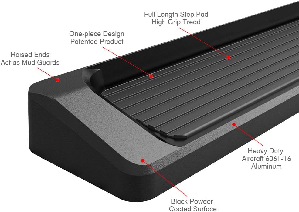6in Black Running Boards W250