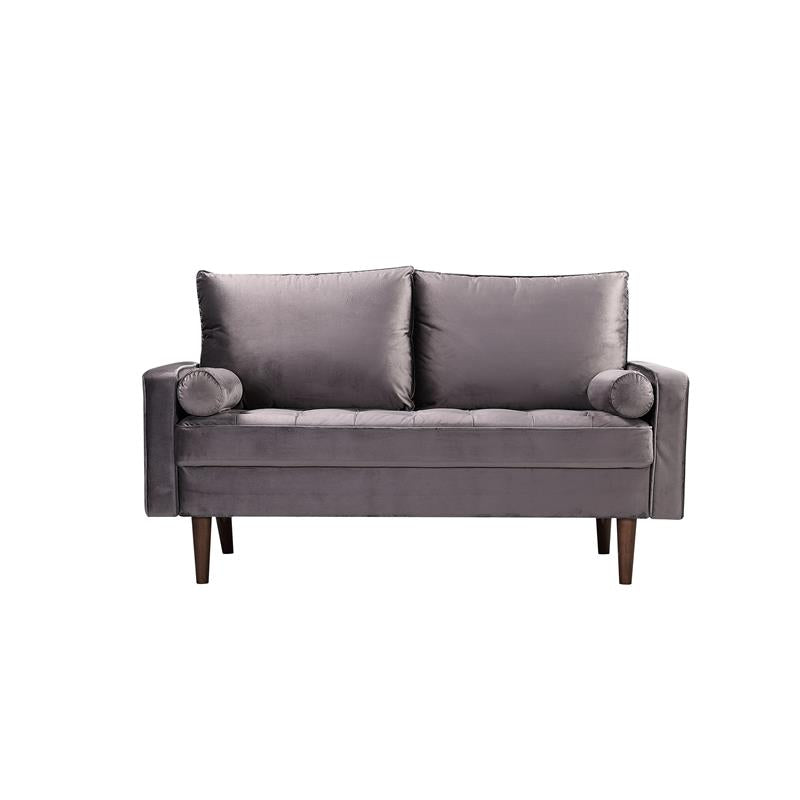 Gray Velvet Loveseat Set C42747