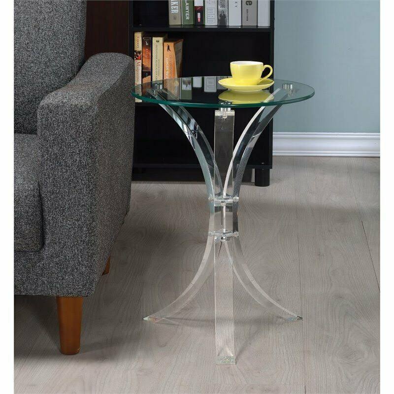 Round Glass Top End Table Y58317